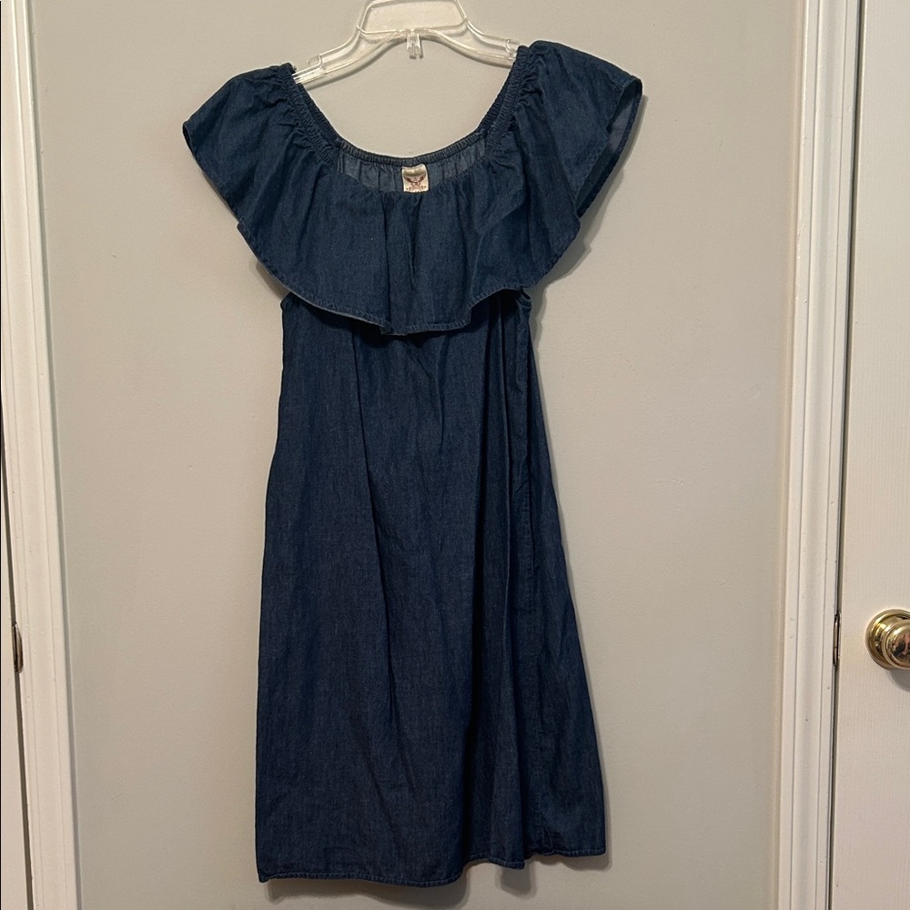 Faded Glory Blue Ruffle Midi Dress